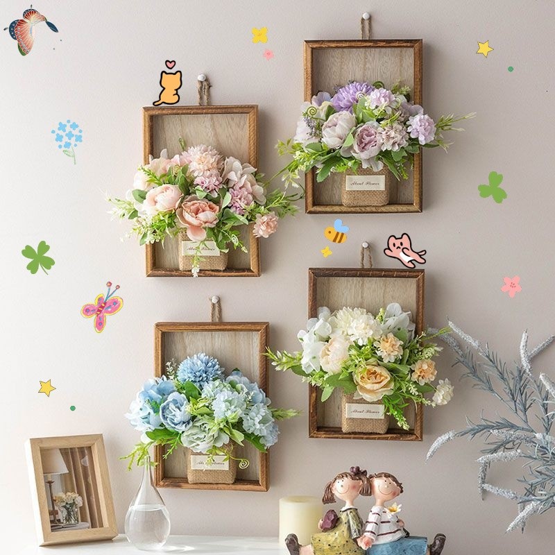 ดอกไม้ประดิษฐ์ศิลปะผนัง ดอกไม้ประดิษฐ์ตกแต่งผนัง ดอกไม้ประดิษฐ์สำหรับตกแต่ง กรอบรูปไม้ ตกแต่ง