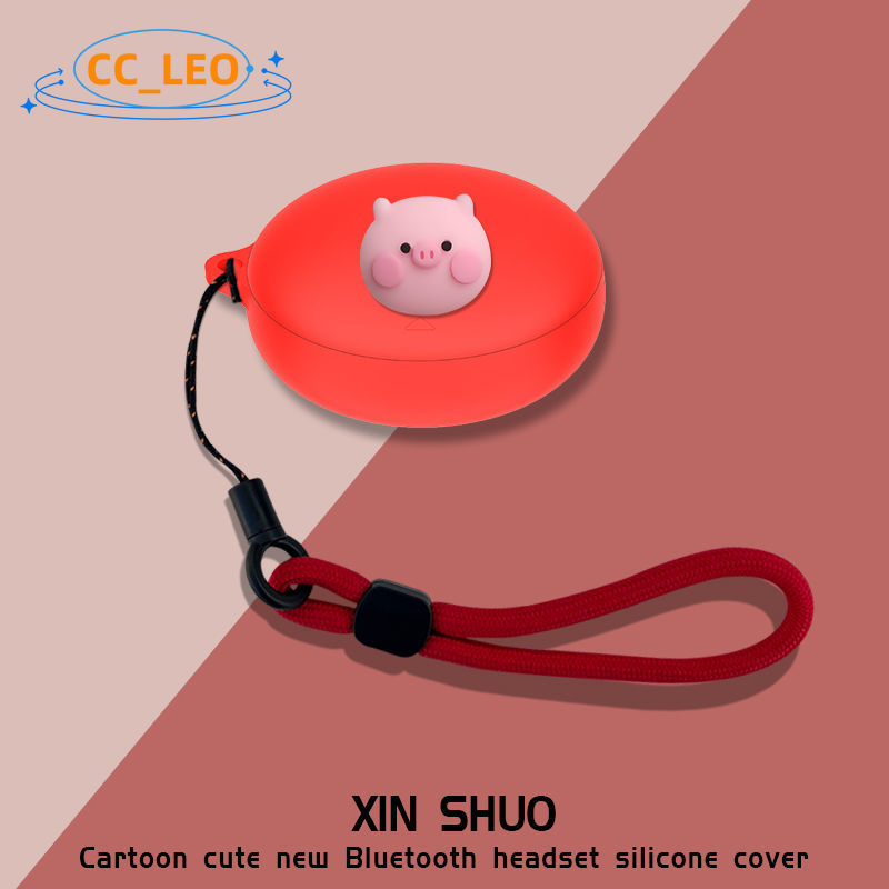 Case for SoundPeats C30 Cartoon Piglet Bear Silicone Soft Case Cute Short Lanyard Pendant Suitable f