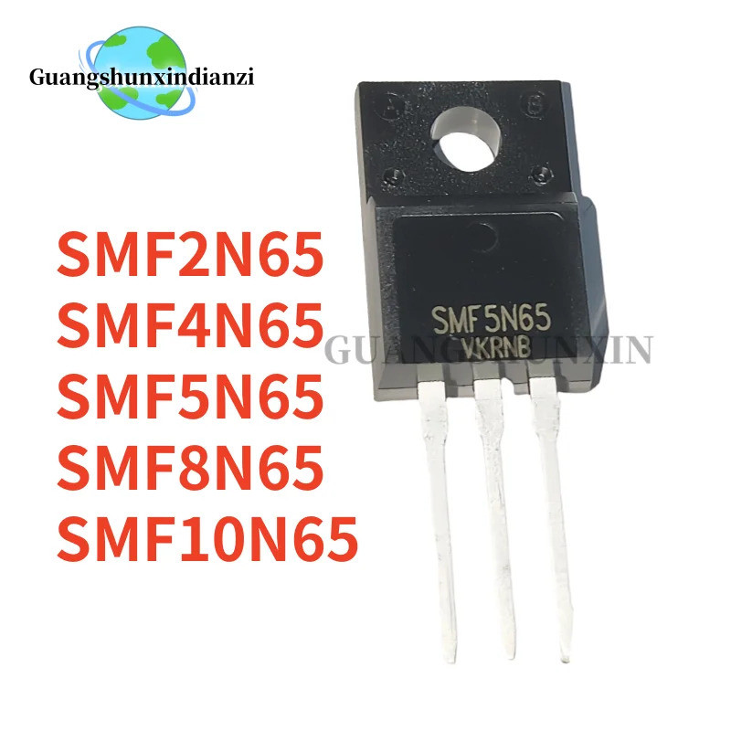5PCS SMF2N65 SMF8N65 SMF5N65 SMF4N65 SMF10N65 TO-220F MOSFET 2N65 8N65 4N65 10N65 Field Effect ทรานซ