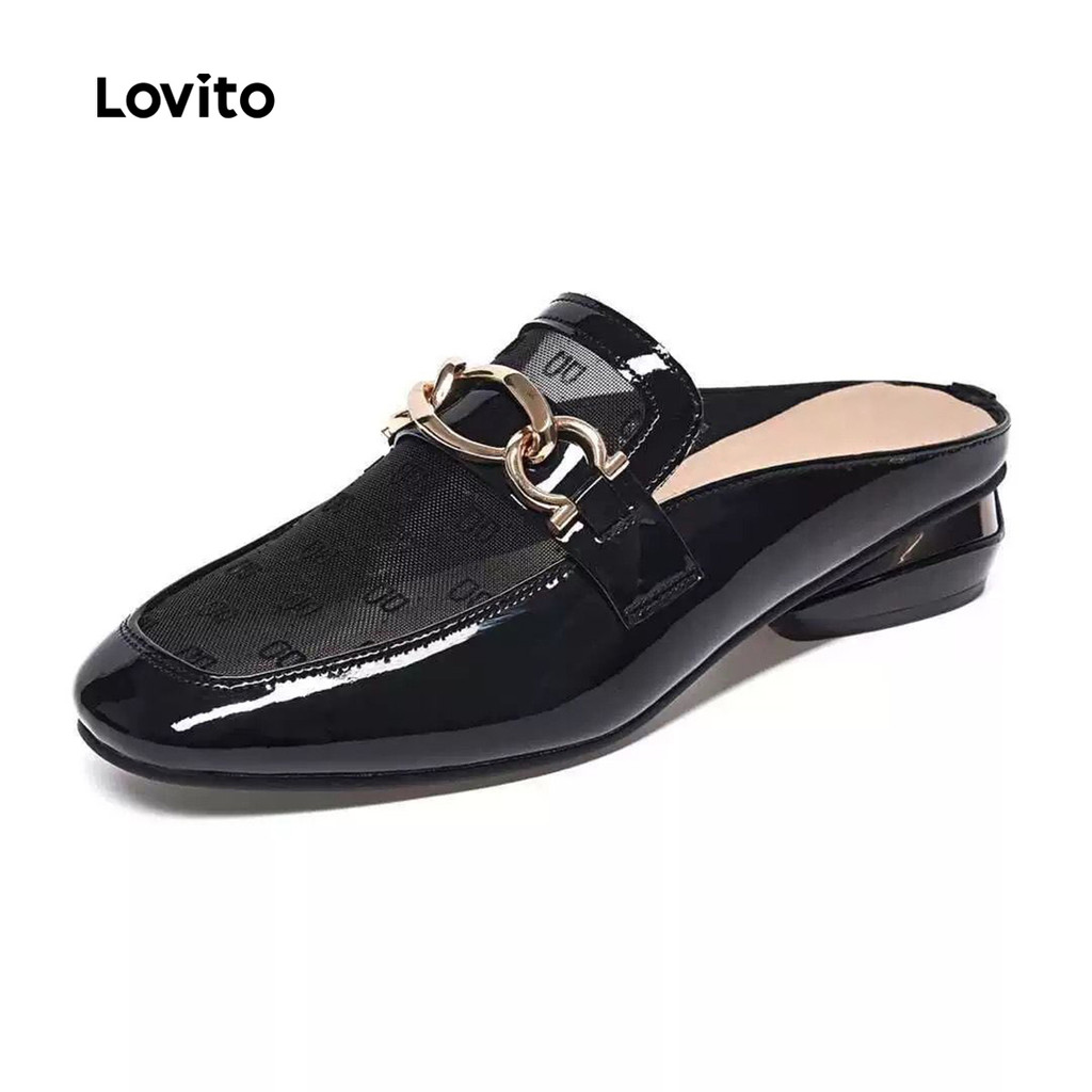 Lovito แมรี่เจนส์ดีไซน์หรูหราสีตัดกันด้วยตาข่ายสำหรับผู้หญิง LFA89020