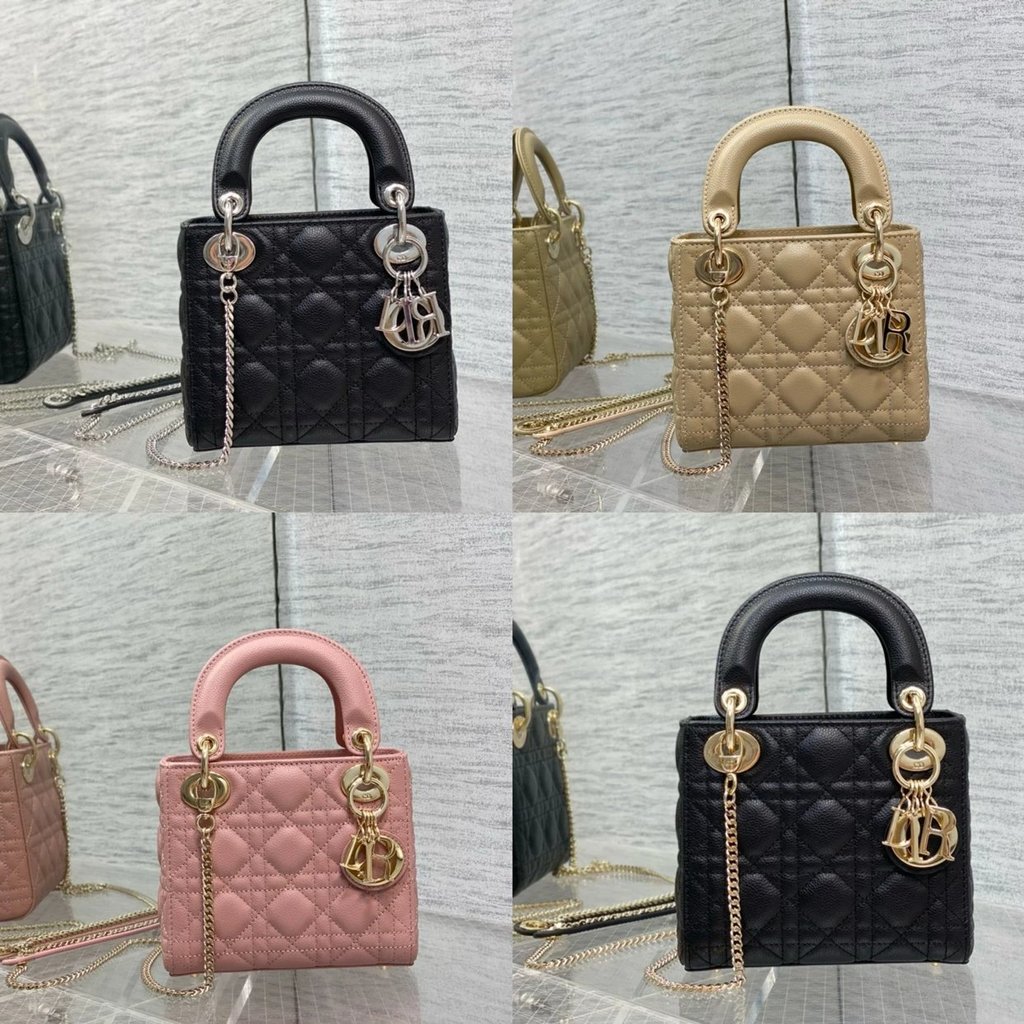 DIOR Dior Lady Dior Ball Grain Cowhide Dior Bag Three Grid Size: 17CM