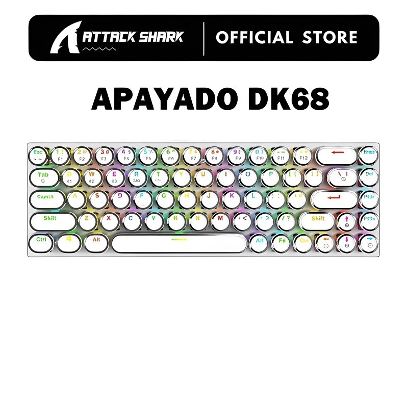 Dk68 Punk Mechanical Keyboard ไร้สาย APAYADO Dynamic RGB Lighting,การเชื่อมต่อ Tri-Mode บลูทูธ 68 คี