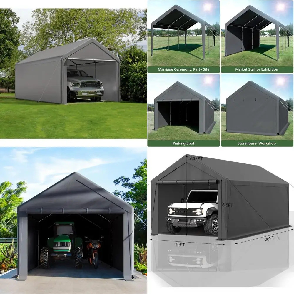 Carport 10x20 Ft Heavy Duty Canopy Steel Canopy Storage Shed,แบบพกพาโรงรถเต็นท์,แบบพกพาที่ถอดออกได้S