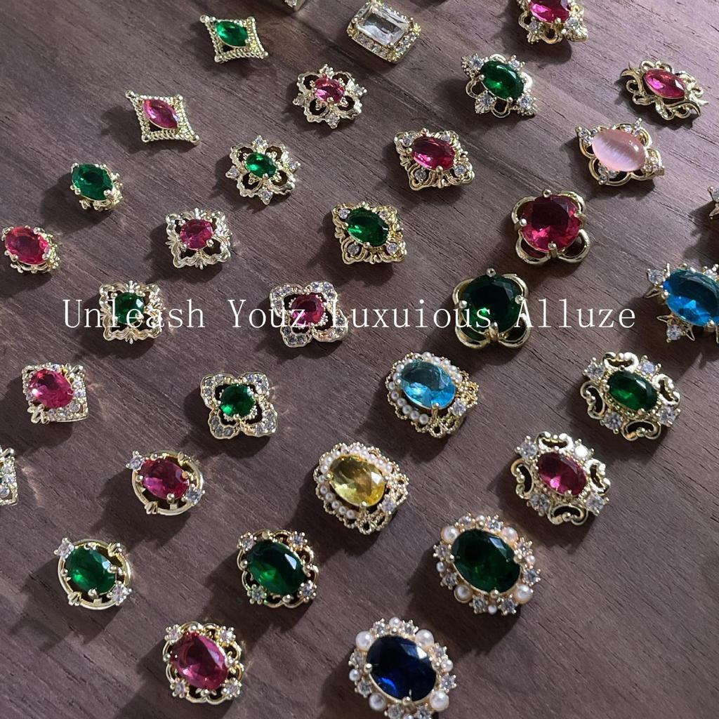 4ชิ้นรูปแบบใหม่465ในโลหะสีทองแต่งเล็บเพทายเครื่องประดับสไตล์ยุคกลาง บูชิลี ยกพระราชวังสไตล์อุปกรณ์เพชร