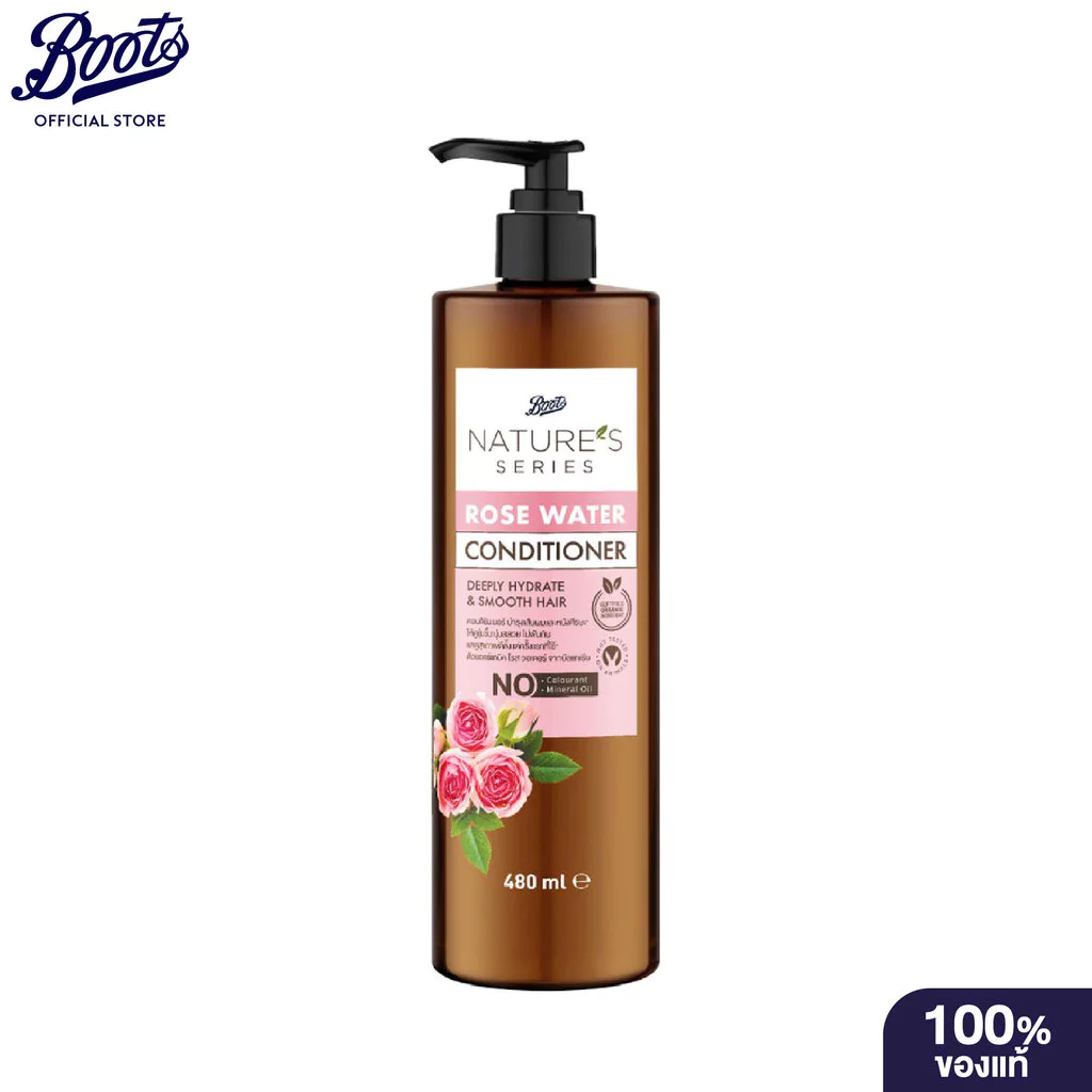 Boots Nature's Series Rose Water Conditioner 480Ml บู๊ทส์ เนเจอร์ส ซีรีส์ โรส วอเตอร์ คอนดิชันเนอร์ 480มล.