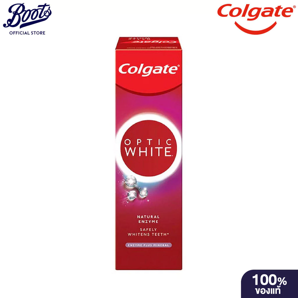 Colgate Optic White Toothpaste Enzyme + Mineral 80g คอลเกต ยาสีฟันคอลเกต ออพติค ไวท์ เอนไซม์ พลัส มิเนอรัล 80 กรัม