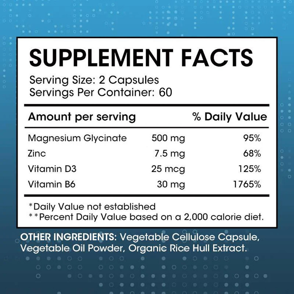 ABVITA แมกนีเซียมกลีซิเนท 500mg + สังกะสี 7.5mg 120 แคปซูล วิตามิน D3 25mcg B6 30mg - รูปที่ 2