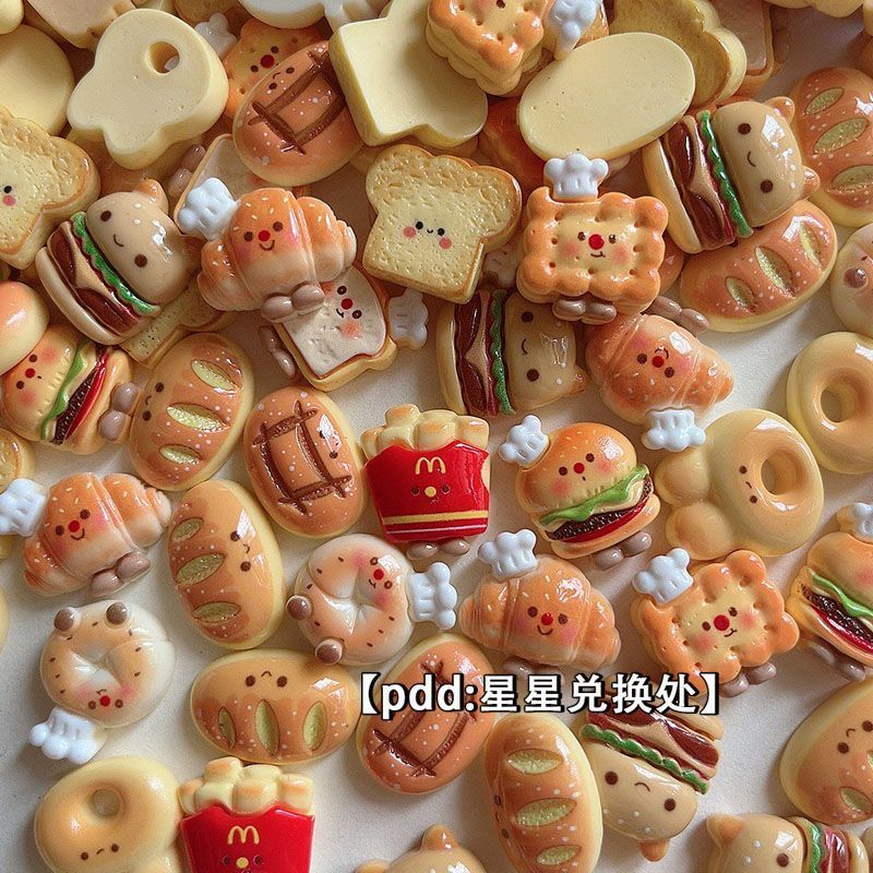 Chef French Fries Breadman Burger ของเล่นเรซิ่น ตกแต่งแบบน่ารัก พร้อมกิ๊บติดผม สติกเกอร์ตู้เย็น และถ้วยมือน่ารัก