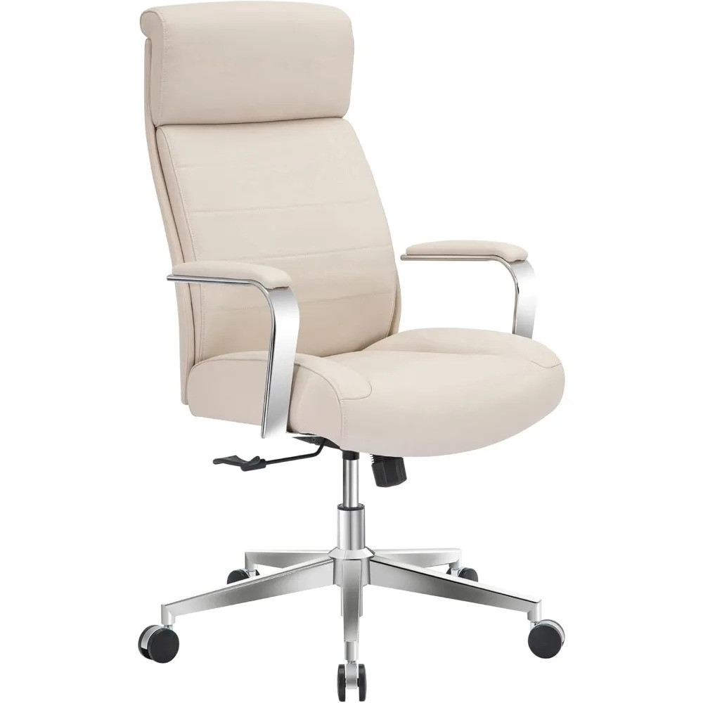 Modern Comfort Modee Vegan Leather High-back Executive Office Chair, Sand/chrome, Bifma Compliant