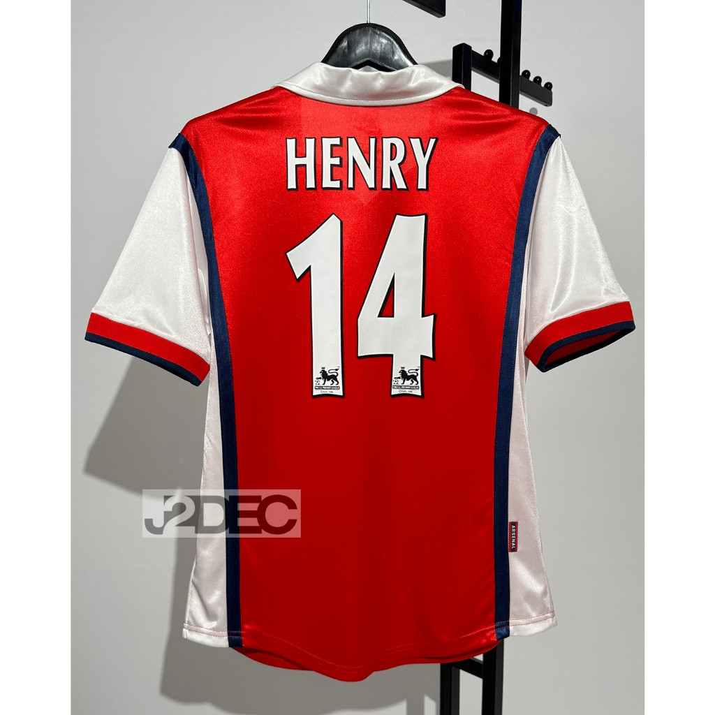 Retro เสื้อฟุตบอลย้อนยุค อาร์เซนoa ปี 1998/1999 ชุดเหย้า Home สกรีนชื่อเบอร์ HENRY, BERGKAMP