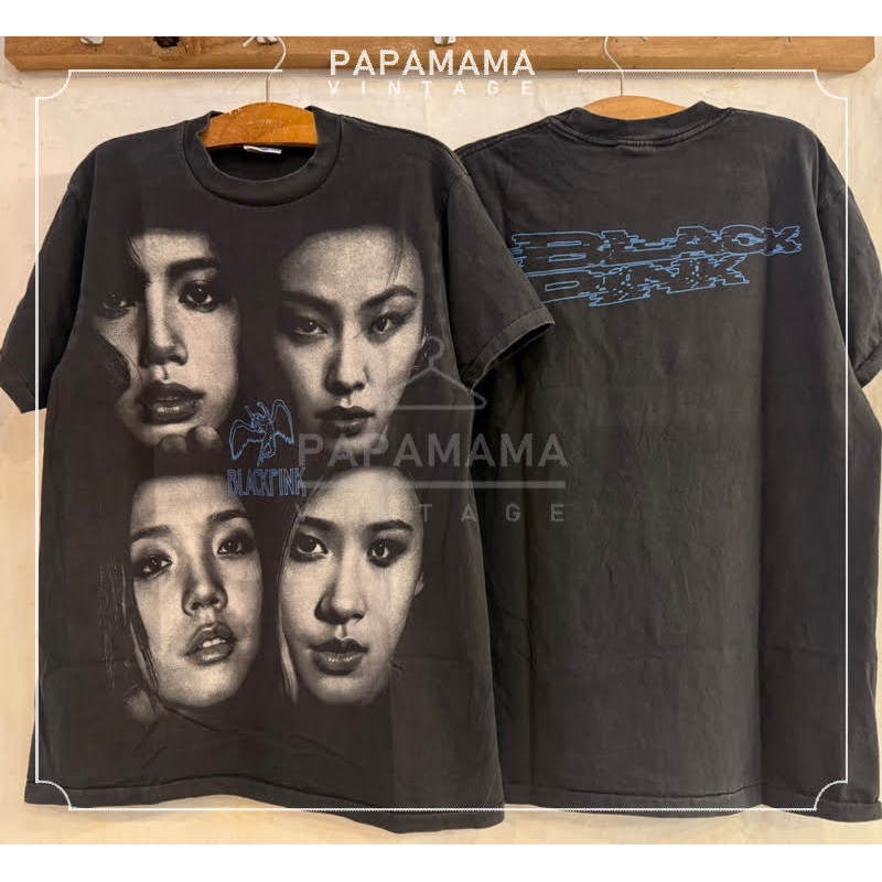 BLACKPINK Bio Washed เสื้อวินเทจ เสื้ื้อทัวร์ K-pop papamama vintage shirt