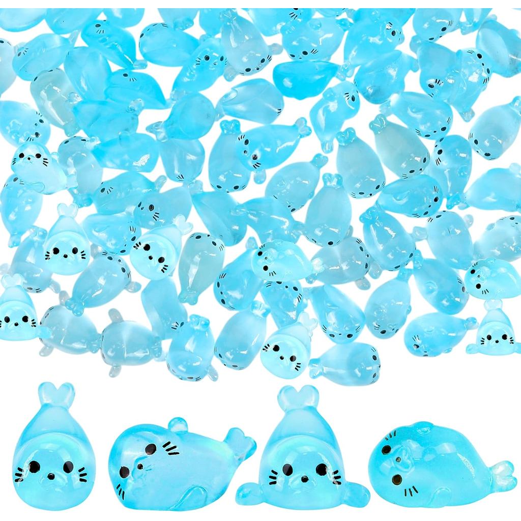 10/20/30/50 ชิ้น Glow-in-The-Dark Mini เรซิ่น Ocean ตกแต่งสัตว์ – Luminous Seal ตุ๊กตาสําหรับ Fairy Garden, Aquarium