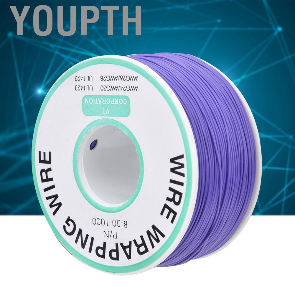 youpth OK ลวดพันสายไฟแกนทองแดงชุบดีบุก สีม่วง 30AWG Wrap Jumper 300m