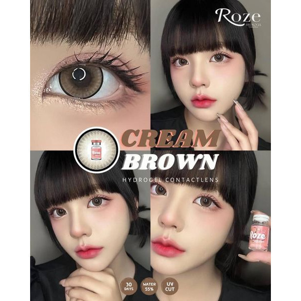 🔥คอนแทคเลนส์ Hydrogel ❤️Size : XL❤️ รุ่น Cream (Rozelens) สี : Brown / Gray / Black