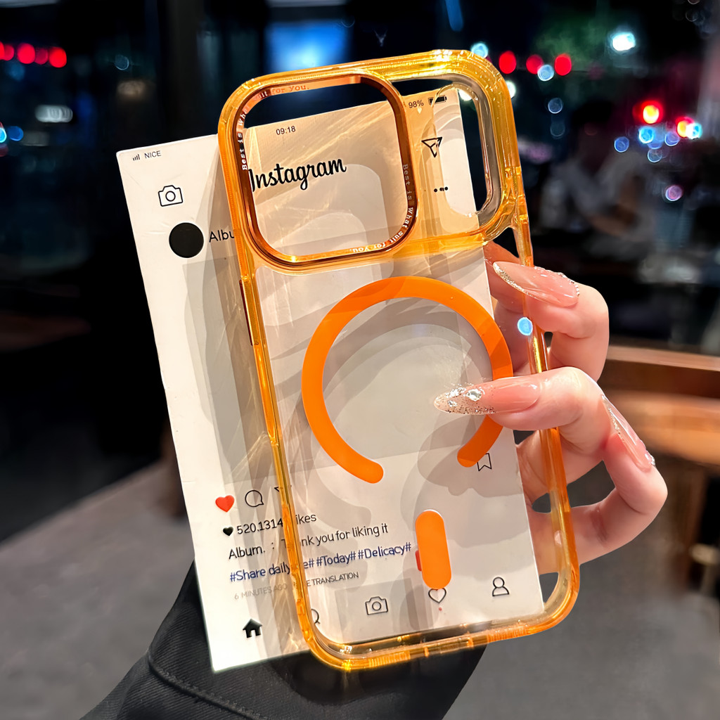 ซิลิโคนคริสตัลใสแม่เหล็กสําหรับ ไอโฟน 17 16 15 14 13 มือโปร สูงสุด โลหะกันกระแทกกล้องปกแข็ง