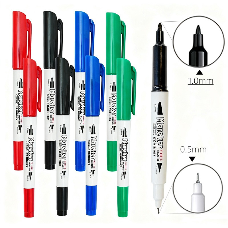 Double-Headed Micro-Hole แห้ง Erasable ปากกาไวท์บอร์ดสี่สีอุปกรณ์เสริม 1.0/0.5 มม.อุปกรณ์การสอน WJ862