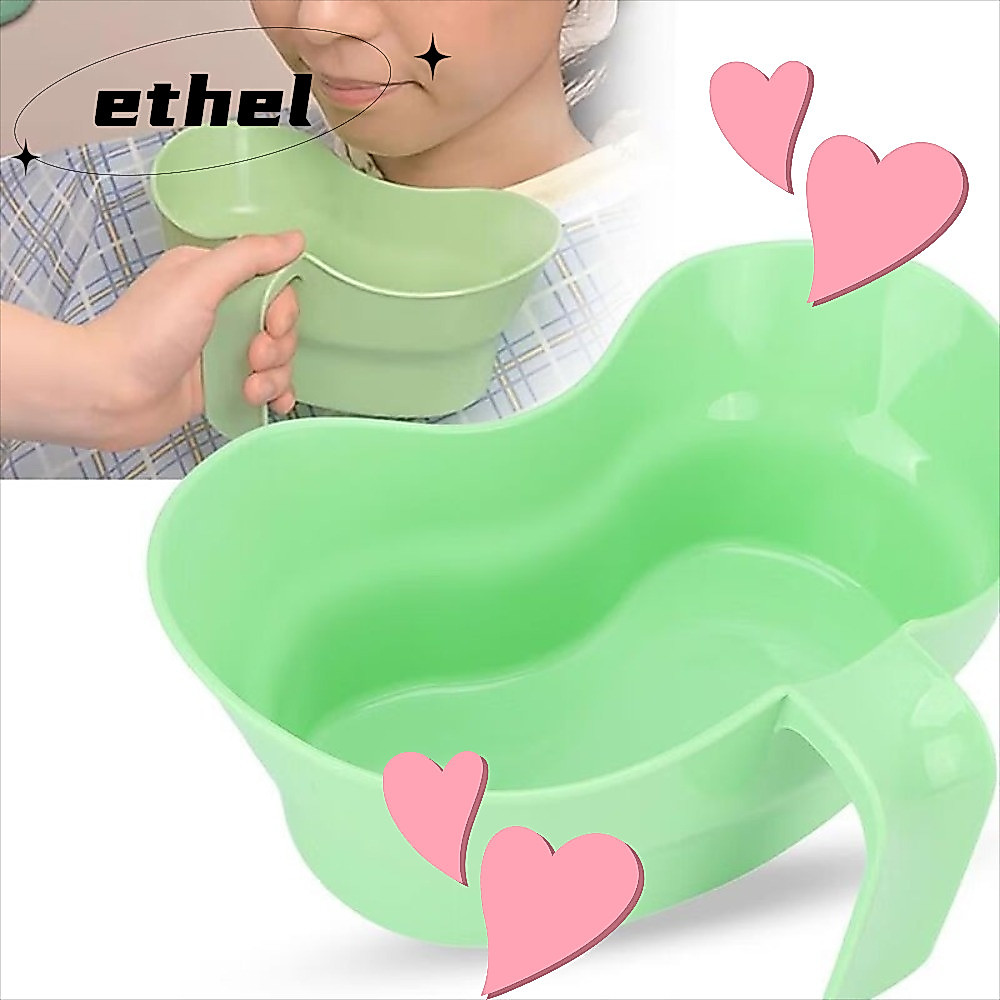ETHEL Vomit อ่างล้างหน้าถ้วย,พร้อมที่จับพลาสติก Emesis อ่างล้างหน้า, แบบพกพาทําความสะอาดง่ายถ้วยน้ํายาบ้วนปากป้องกันการรั่วการดูแลช่องปาก