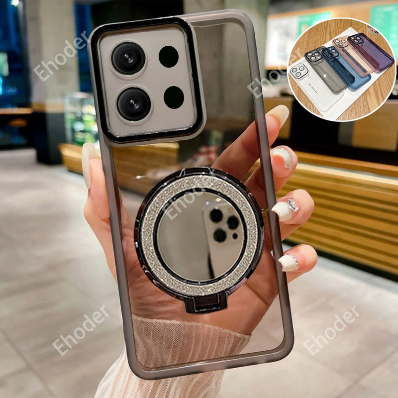ปลอกสําหรับ OPPO Reno 16 Pro 16F 5G 4G 2026 โปร่งใสพร้อมกระจกแหวนผู้ถือแม่เหล็กสําหรับ Reno16 Reno16Pro Reno16F 16Pro Soft Slim กลับกรณี
