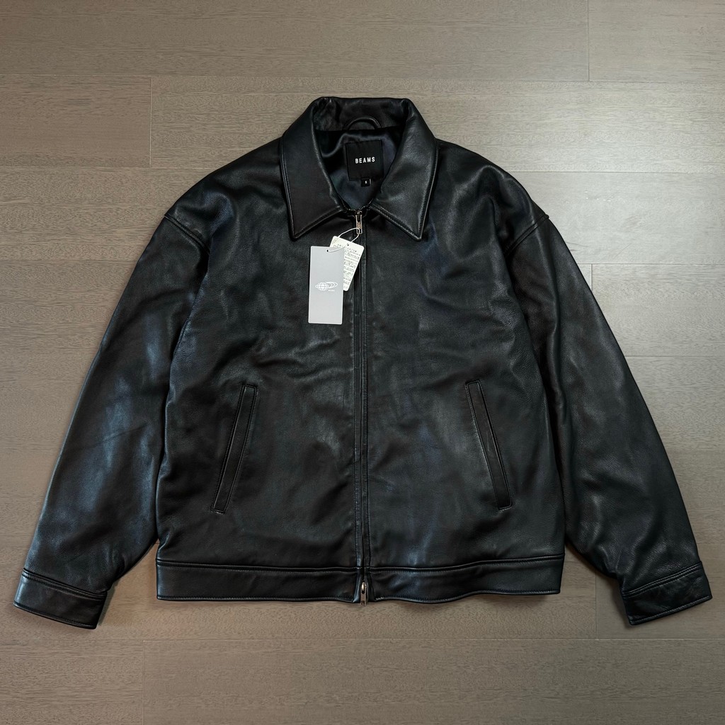 WCIB Ready Stock BEAMS Leather Zip Blouson Sheepskin Zipper Leather Jacket Leather Jacket