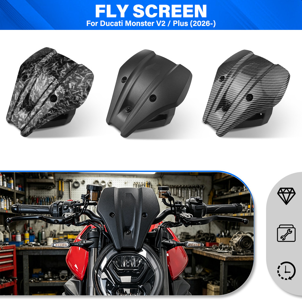 อุปกรณ์เสริมรถจักรยานยนต์ ABS Fly หน้าจอด้านหน้ากระจกขนาดเล็ก Fairing สําหรับ Ducati Monster V2 Mons
