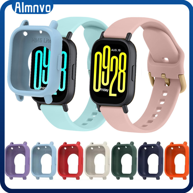 สายรัดกล่องซิลิโคนสำหรับนาฬิกา for Smartwatch Redmi 5 Active / 5 Lite สายรัดยางกีฬาสร้อยข้อมืออ่อนปกป้องหน้าจอ