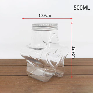 สินค้ามีพร้อมส่ง ขวด PET ความจุ 500 มิลลิลิตร ปากขวด 38 มิล และ 53 มิล ฝาอลูมิเนียมปิดสนิท ดีไซน์รูปดาว