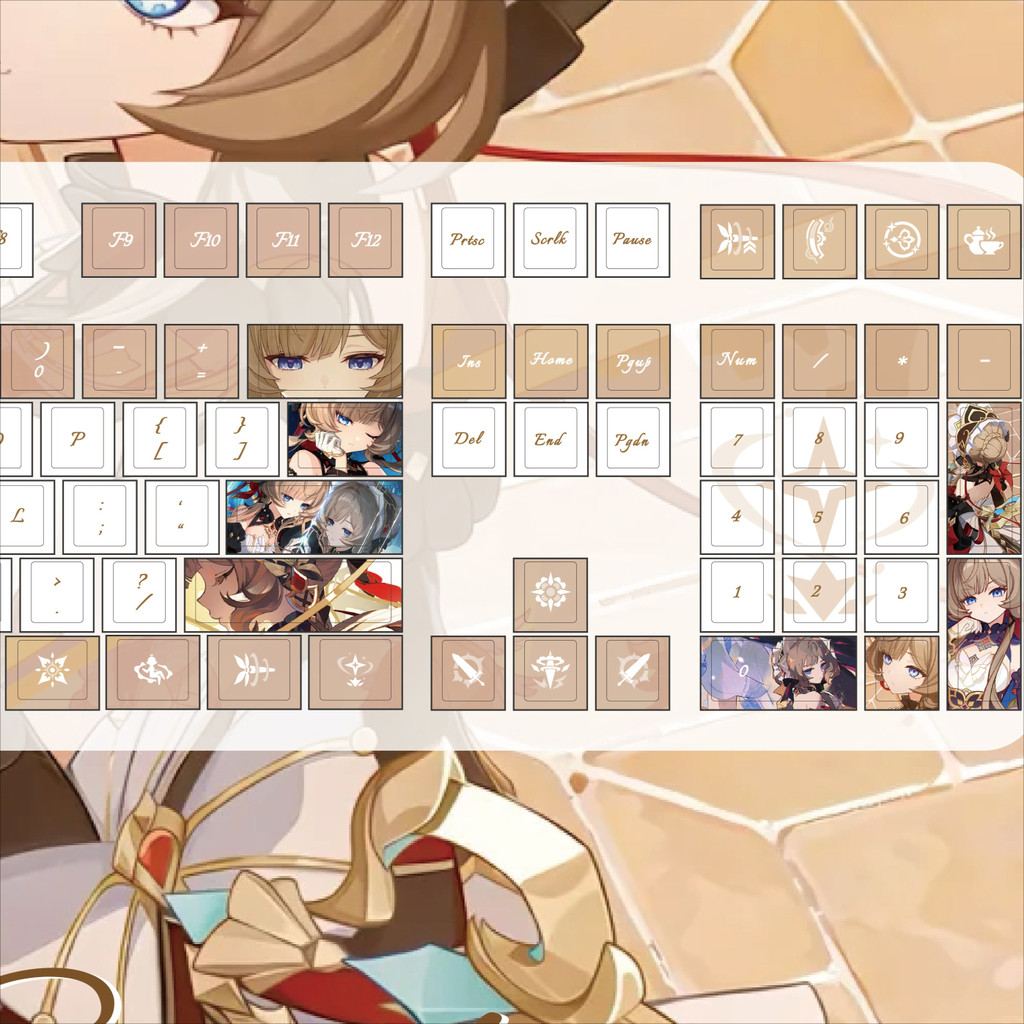 Genshin Impact Keycaps โปรไฟล์เชอร์รี่ 120 คีย์ PBT ห้าด้าน Dye Sublimation MX สวิทช์ Wooting Aula F75 F99 RK100 เกมกล Keycap สาวน่ารัก Sandrone อะนิเมะ Keycap