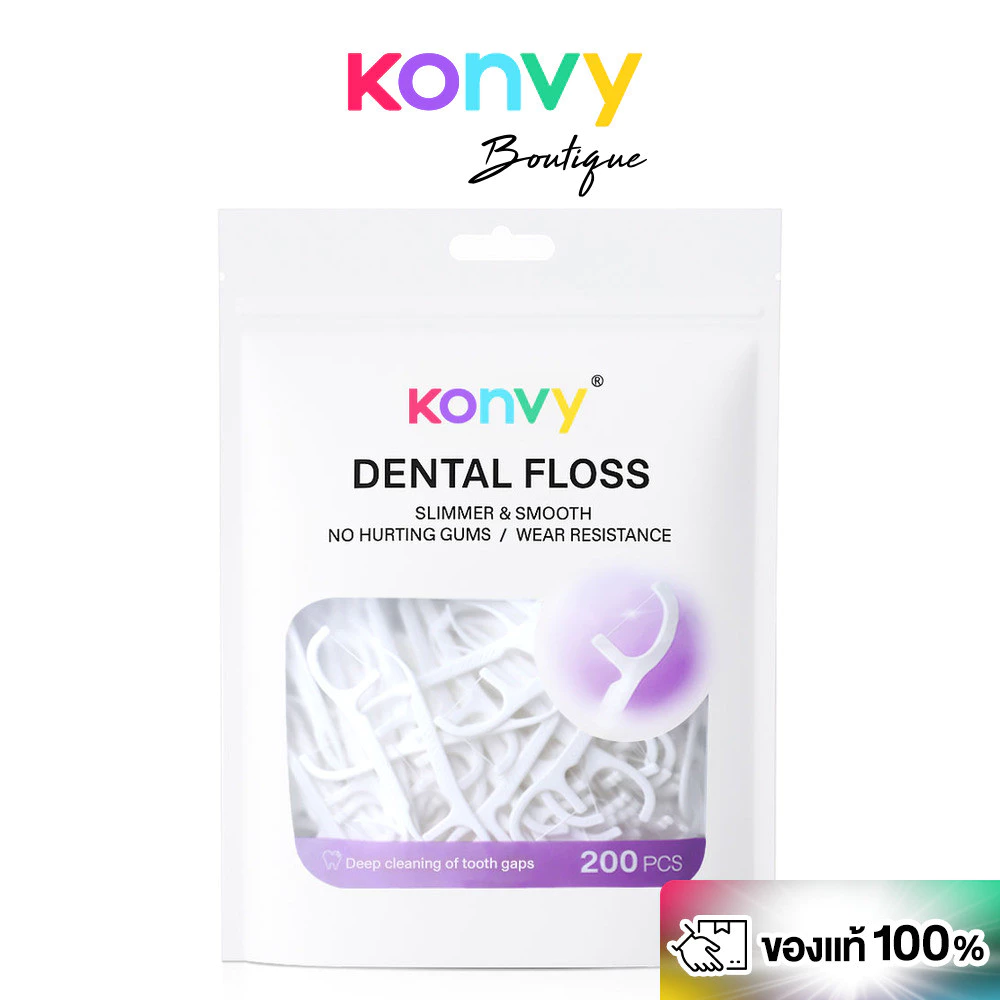 Konvy Dental Floss 200pcs คอนวี่ ไหมขัดฟันพร้อมด้ามจับ 200ชิ้น.