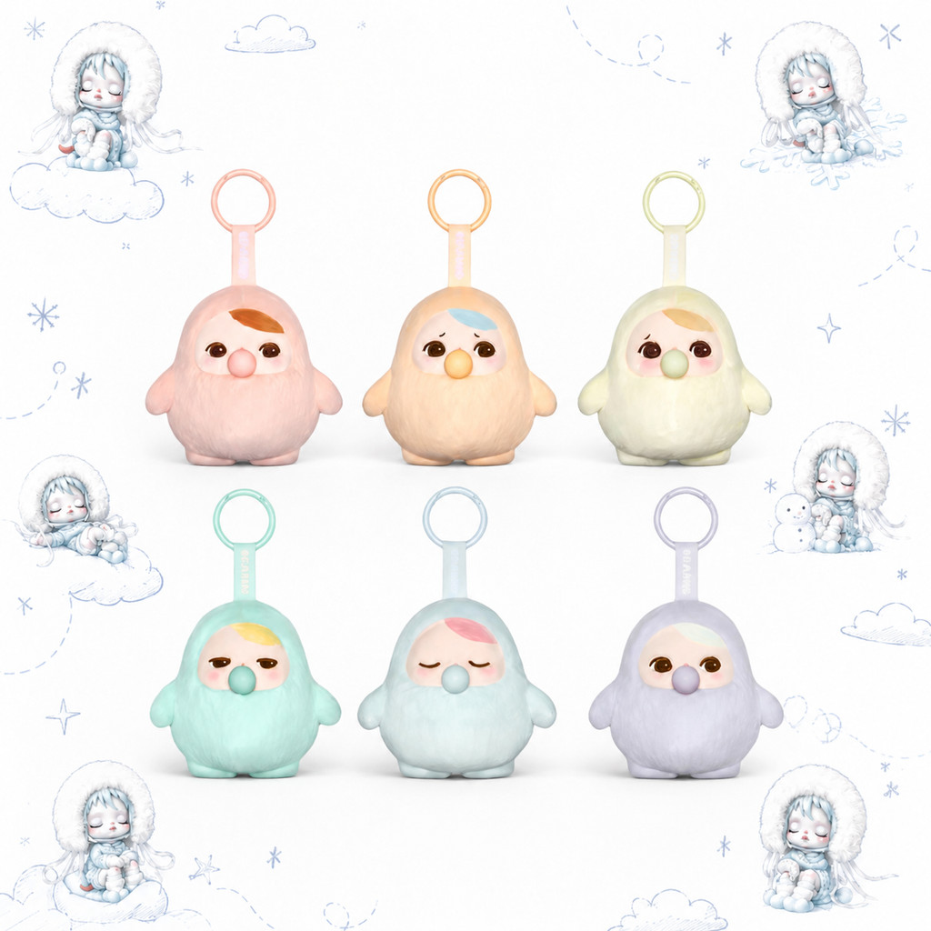 POPMART PUCKY Bean Bubble Series จี้ตุ๊กตา Mystery Box ของขวัญตกแต่ง
