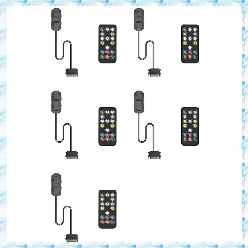 [RQMU] 5X ARGB Controller 5V 3pin to SATA Power Supply RGB Controller 3PIN Hub สีดํา