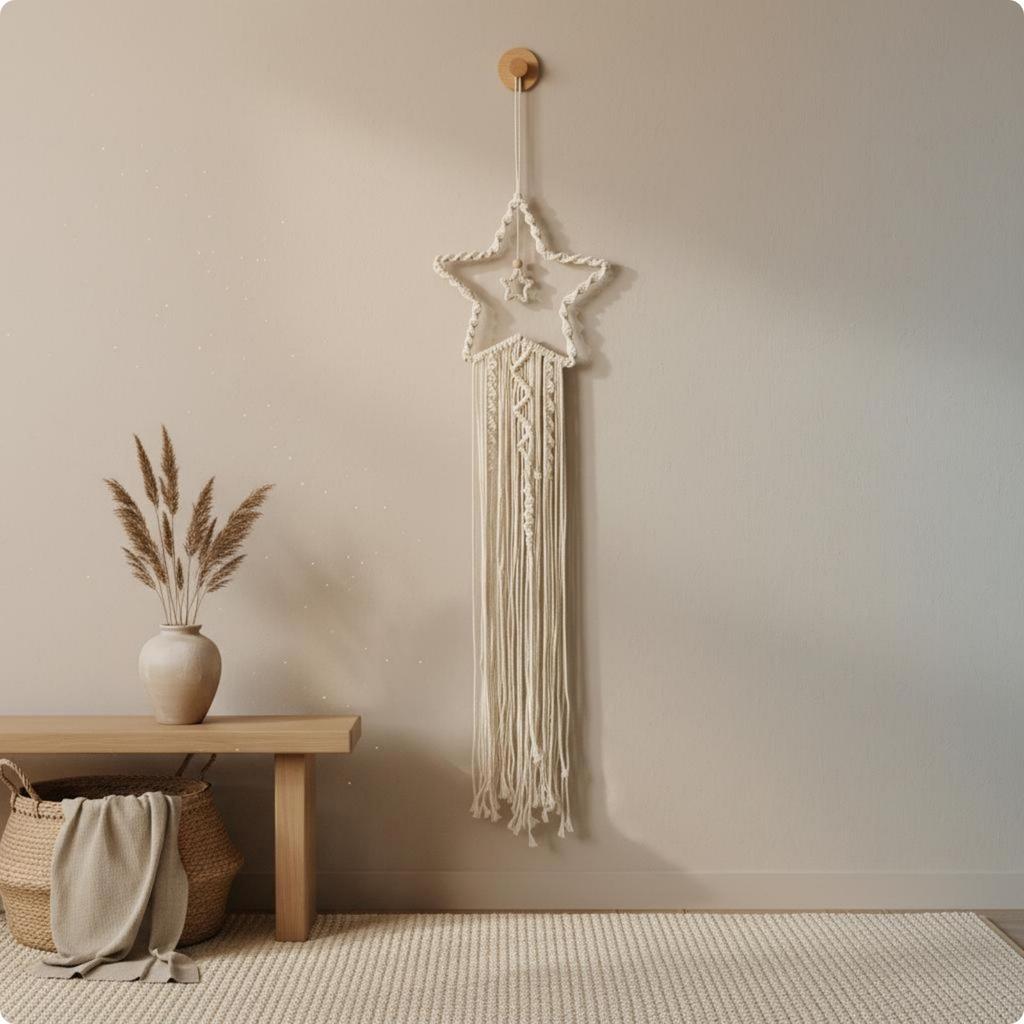 [arutoxalc] Moon Tassel Wall Decor Handmade Rope Wall Tapestry Boho Style Sj1004bcd Led