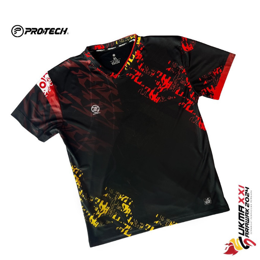 ขายร้อนUnisex Oversizeแห้งเร็วโพลีเอสเตอร์เสื้อยืดProtech Sarawak BreathableทุกวันสบายๆกีฬาTop