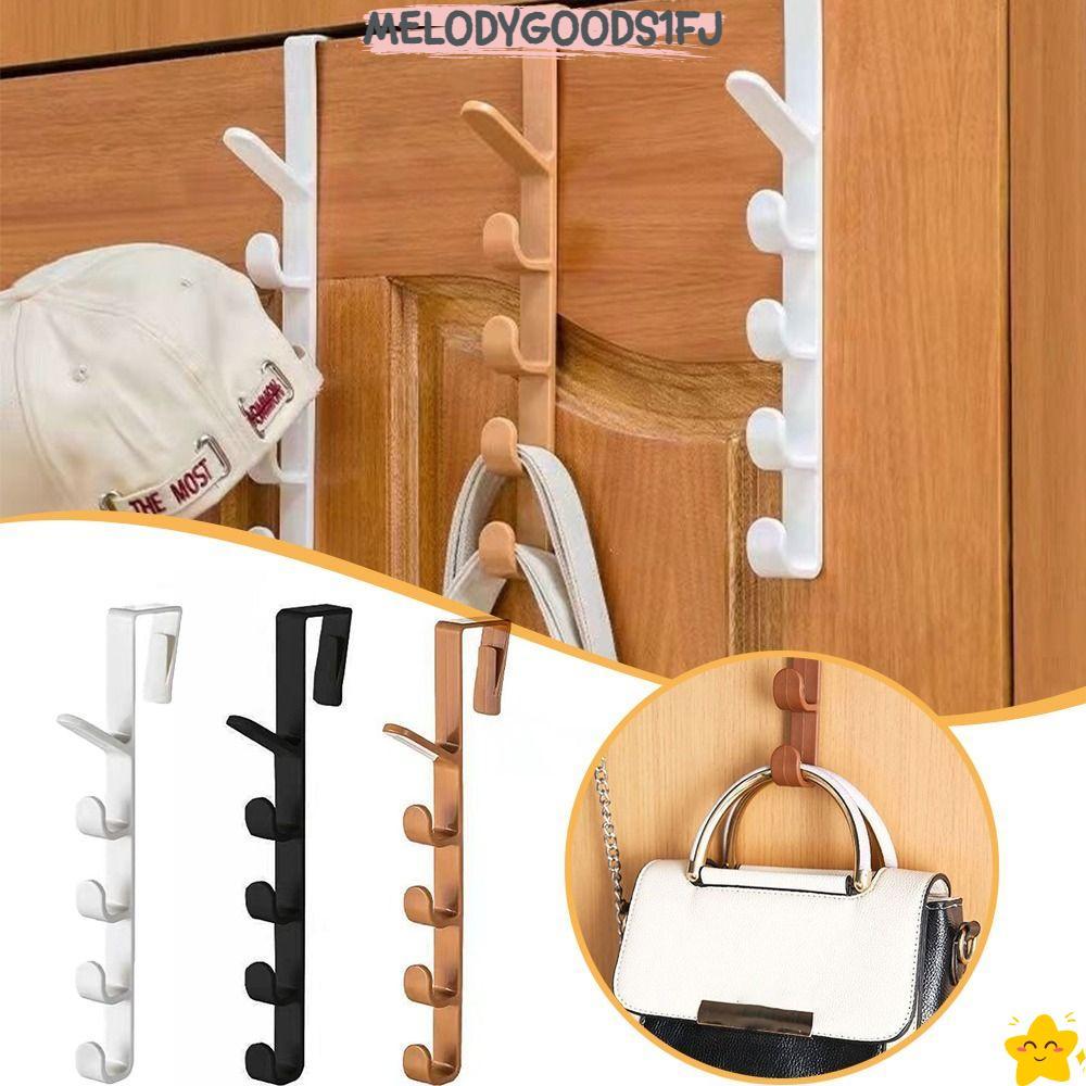 MELODYGOODS1FJ Coat Hook, 5 Hooks ติดผนังประตูตะขอแขวน,ทนทาน Traceless แขวนสําหรับเสื้อผ้ากระเป๋าหมวกกระเป๋า