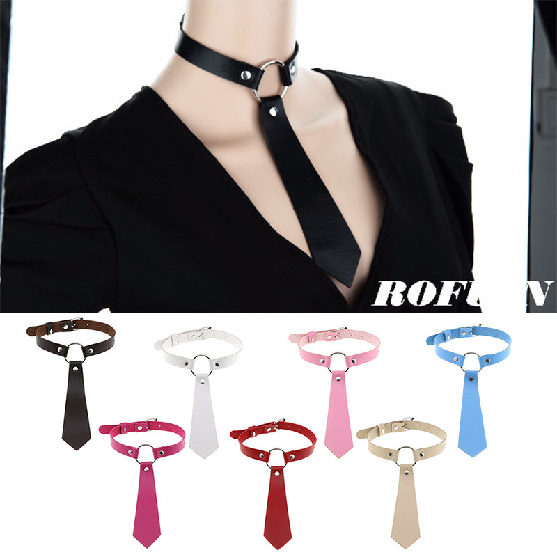 1 PC PU หนัง Tie สไตล์วงกลม O-Ring Choker Minimalist คอ Tie สร้อยคอ