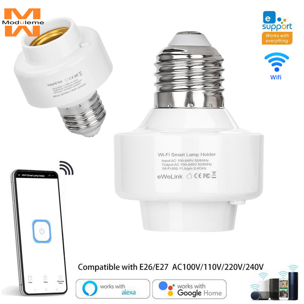 AC100-240V WiFi สมาร์ทรีโมทคอนโทรลสวิทช์ Lampholder E26/E27 Universal หลอดไฟซ็อกเก็ต Access to EWeLi