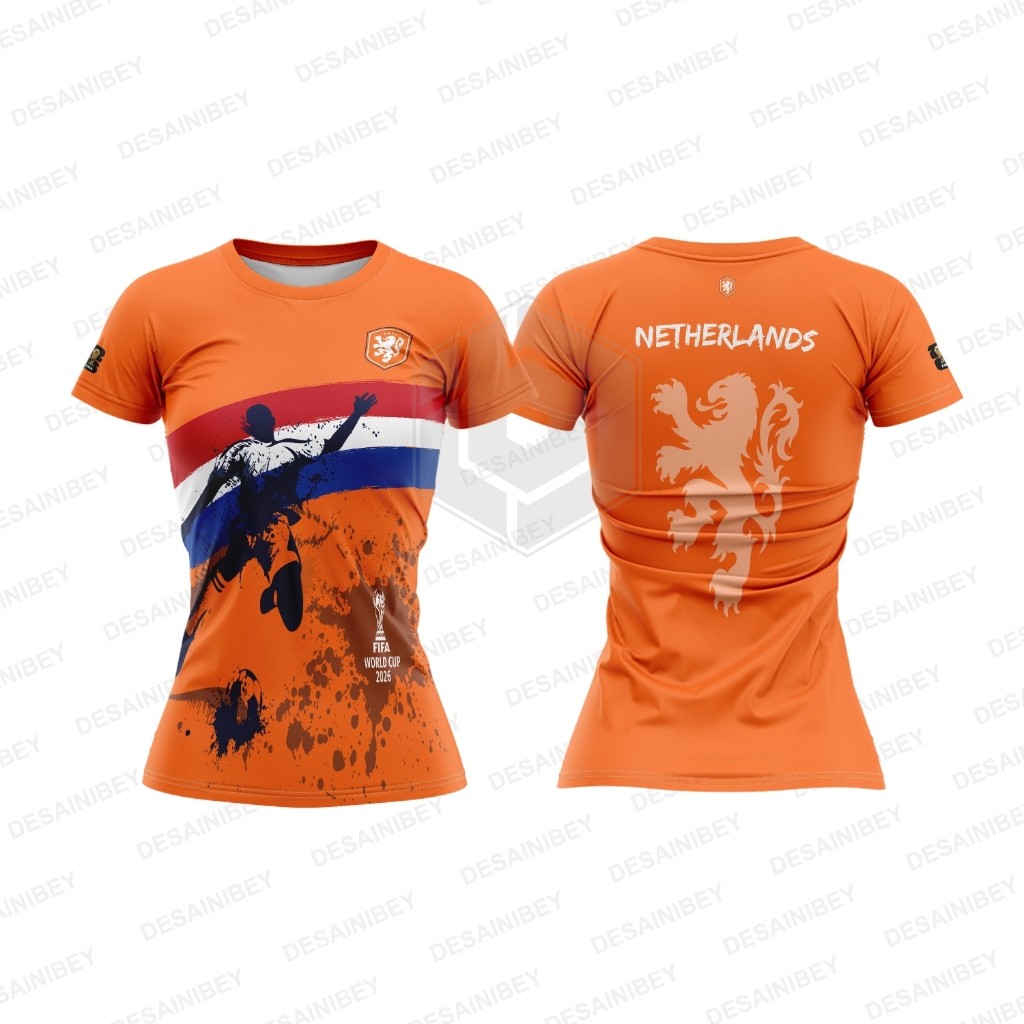 เสื้อยืดเจอร์ซีย์ฟุตบอลโลก HollandWomen Holland Fullprint Jersey/ Art-02