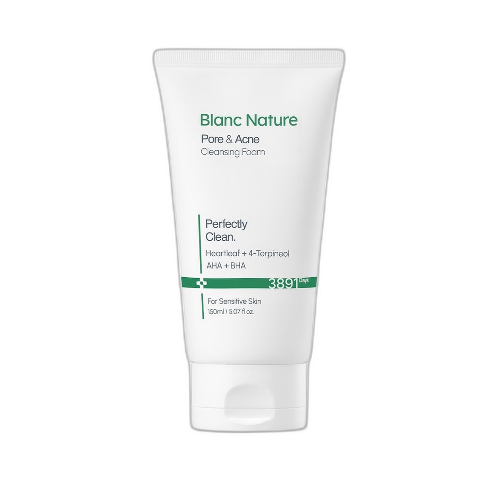 [blanc nature] โฟมล้างหน้ารูขุมขนและสิว 150ml, 1 ชิ้น / โฟมล้างหน้าเกาหลี / Acne Control by mintcand
