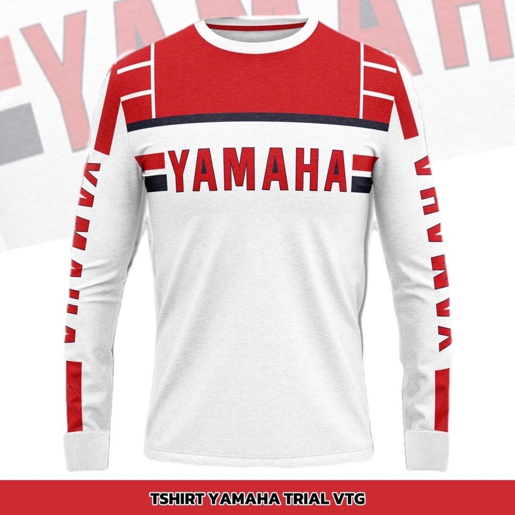 เสื้อยืด Yamaha Trial Vtg - ผ้าพรุน - คอปกสูง - แขนยาว