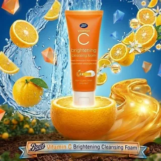 Boots Vitamin C Brightening Cleansing Foam 100ML บู๊ทส์ วิตามิน ซี ไบร์ทเทนนิ่ง คลีนซิ่ง โฟม 100 มล.