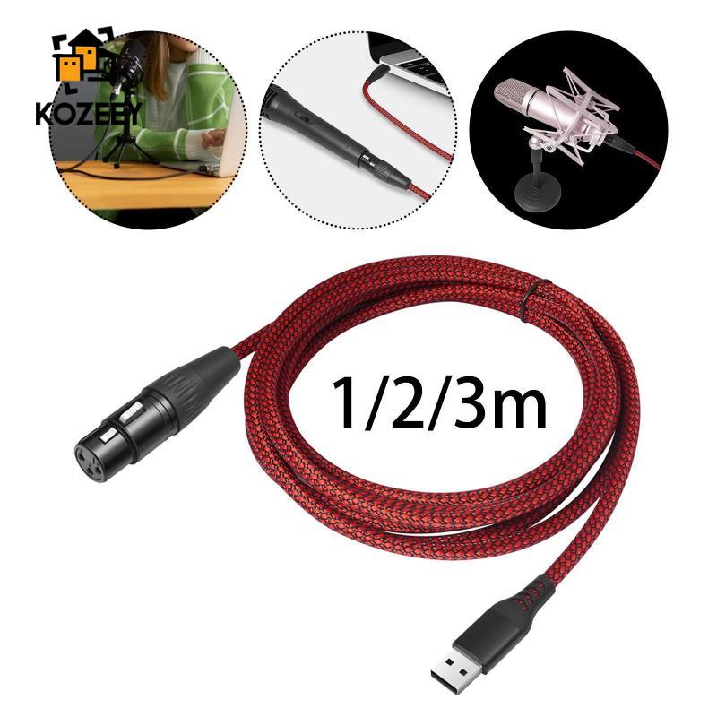 [KOZEEY] สายไมโครโฟน USB to XLR Female Mic Link Converter Cable Studio Audio Cable Adapter Cord with Easy Plug-Play Setup เหมาะสําหรับคอมพิวเตอร์ Integr