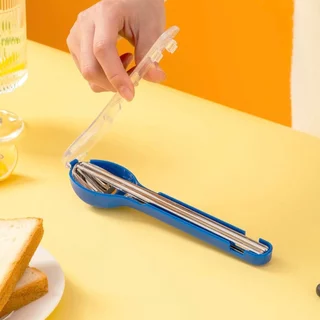 (รอ 3อาทิตย์) Glasslock x Wiggle Wiggle Portable Cutlery Set / ชุดช้อนส้อม ตะเกียบพกพา สเตนเลส304