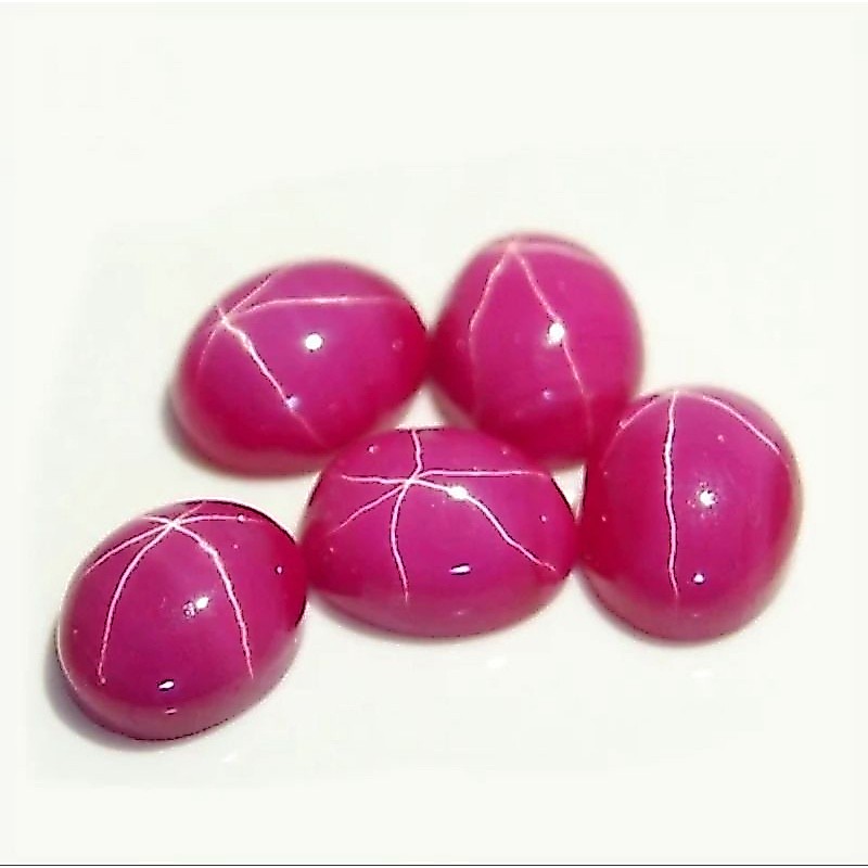 พลอยสตาร์ Synthetic RUBY Pink Star sapphire Oval ลิลลี่สตาร์ สีแดงเนื้อขุ่น ไข่ 8x10 - 13x18