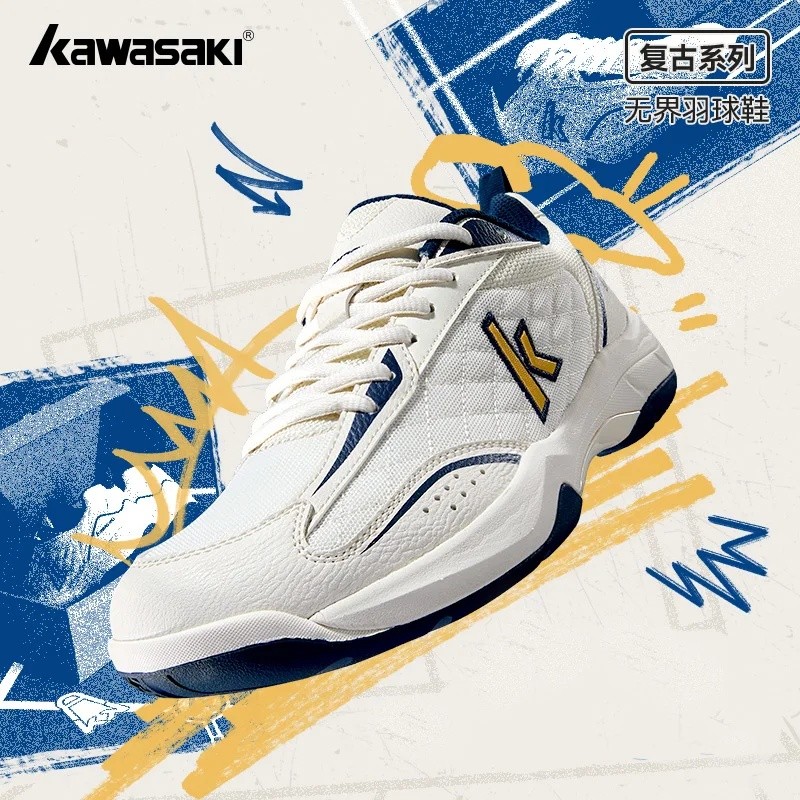 WEKawasaki Retro ความยืดหยุ่นสูงรองเท้าแบดมินตันมืออาชีพ K1B50-C32012 รองเท้าปิงปองสําหรับผู้ชายผู้ห