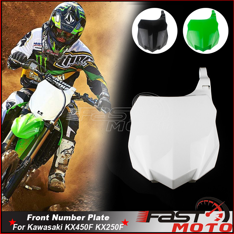 FAFor Kawasaki KXF KLX KX450F KX250F KX Motocross Supermoto Dirt Bike Plastic Front Number Plate Fai