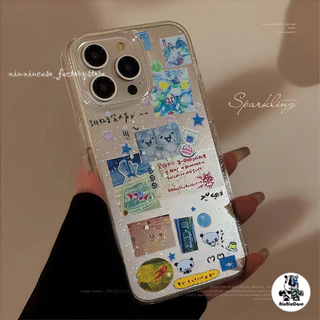 เคส For iPhone 16 เคสใสแบบแวววาว โลกใต้ทะเล การ์ตูนสีสันสดใสน่ารัก For iPhone15 14 13 12 11 Pro max Plus XR เคสไอโฟน11
