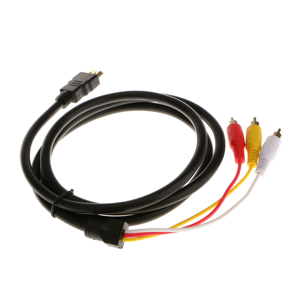 [Qklmdt] 1.5M HDMI Male to 3 RCA Audio Video AV Component Cable Adapter ชุบทอง
