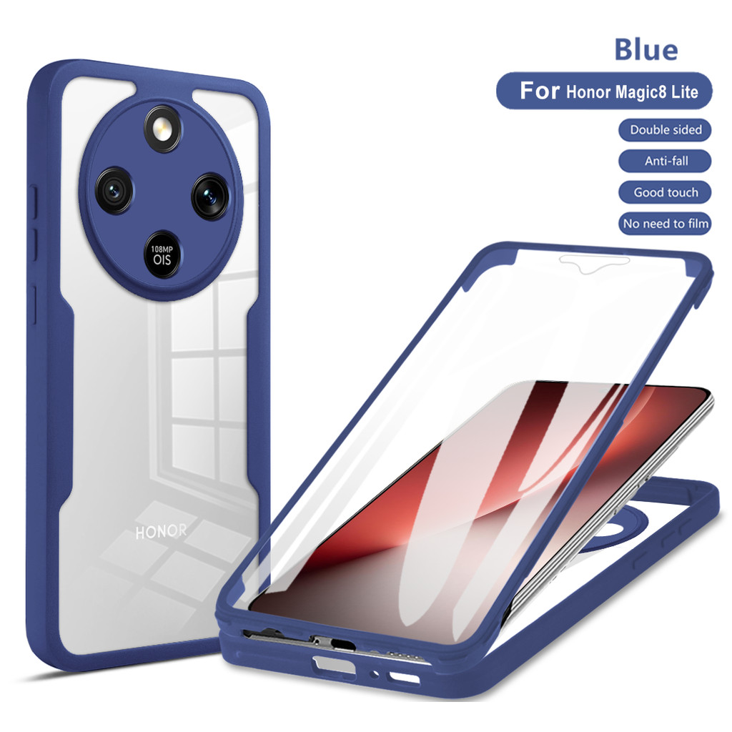 360 สองด้านสําหรับ Honor X5C X5Plus X6C X6D X7D X8D X9C X9D 4G 5G สองด้านป้องกัน Hard PC กรณีโทรศัพท