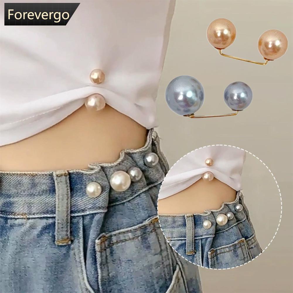 FVG Alloy Faux Pearl เอว Fixing เข็มกลัด Pins ชุดกระโปรงคอเอว Pin ปรับแฟชั่นเสื้อผ้าอุปกรณ์เสริม