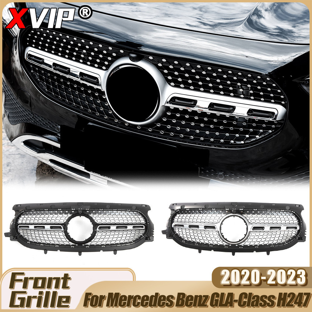 XPVIP Chrome Silver Diamonds สไตล์ Grilles สําหรับ Mercedes Benz GLA-Class H247 GLA200 GLA250 2020-2