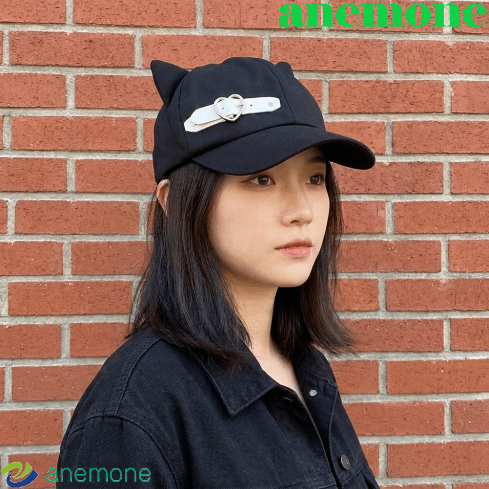 ANEMONE Cat Ears Beret, Harajuku Black Newsboy Cap, Kawaii Y2K Steampunk Punk Star Peaked Cap ทุกวัน